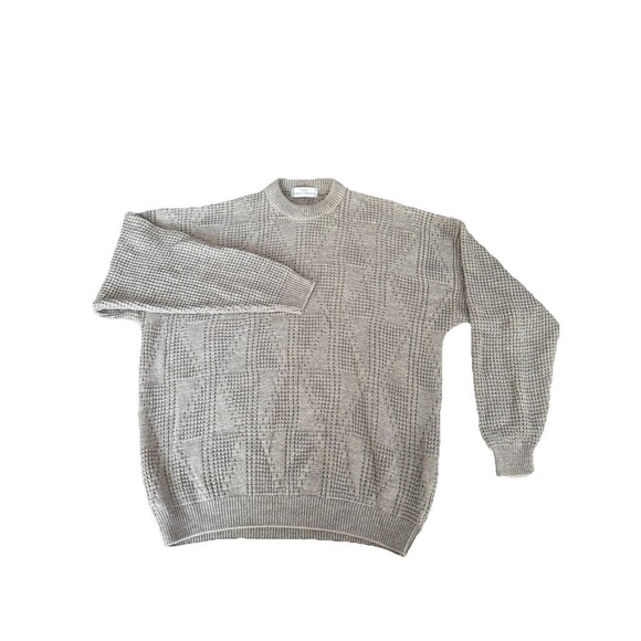 VTG Mens St Michael Marks & Spencer 90’s Knit Geometric Design Grey Sweater Sz L - Picture 1 of 5
